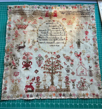 Load image into Gallery viewer, Antique English Needlework Sampler Elizabeth Alderson April 8, 1846