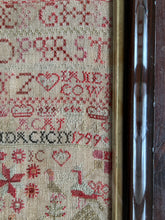 Load image into Gallery viewer, Antique English Sampler Janet Cowie 1799