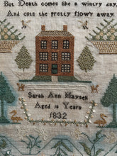 Load image into Gallery viewer, Antique English Needlework Sampler Sarah Ann Haysell 1832