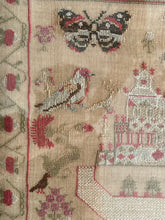 Load image into Gallery viewer, Antique English Needlework Sampler Margaret Iceton 1846 Solomon’s Temple