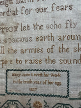 Load image into Gallery viewer, Antique English Needlework Sampler Mary Jane Levett 1837