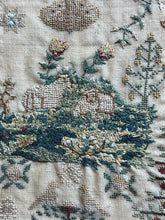 Load image into Gallery viewer, Antique Norfolk English Needlework Sampler Eliza Saunders 1814 Adam &amp; Eve