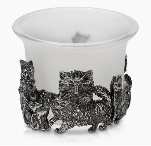 1928 Jewelry Cat Frosted Glass Candle Holder