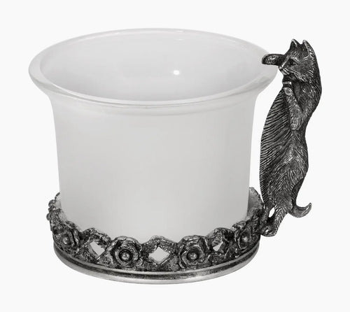 1928 Jewelry Curious Cat Frosted Glass Candle Holder