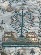 Load image into Gallery viewer, Antique Norfolk English Needlework Sampler Eliza Saunders 1814 Adam &amp; Eve