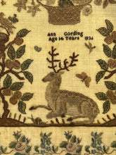 Load image into Gallery viewer, Antique English Needlework Sampler Ann Gording 1834