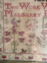 Load image into Gallery viewer, Antique English Needlework Sampler Margaret Iceton 1846 Solomon’s Temple