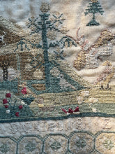 Load image into Gallery viewer, Antique Norfolk English Needlework Sampler Eliza Saunders 1814 Adam &amp; Eve