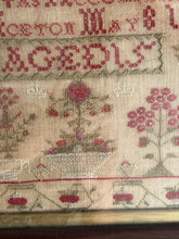Load image into Gallery viewer, Antique English Needlework Sampler Margaret Iceton 1846 Solomon’s Temple