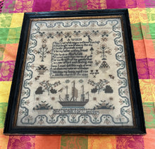 Load image into Gallery viewer, Antique English Needlework Ship Sampler Jane McCormick 1832