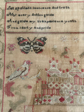 Load image into Gallery viewer, Antique English Needlework Sampler Margaret Iceton 1846 Solomon’s Temple