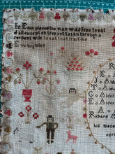 Load image into Gallery viewer, Antique English Needlework Sampler Elizabeth Alderson April 8, 1846