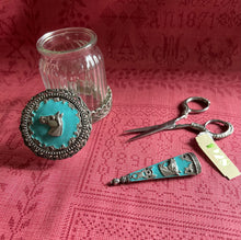 Load image into Gallery viewer, 1928 Jewelry Company Equestrian Button Jar or Embroidery Scissors (Choose)