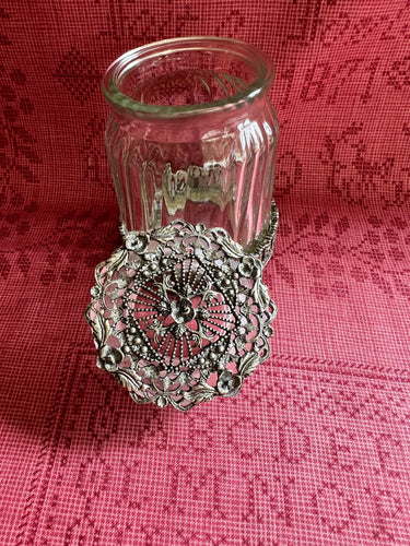 1928 Jewelry Company Floral Filigree Button Jar