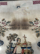Load image into Gallery viewer, Antique Sampler by Jane Litton 1847