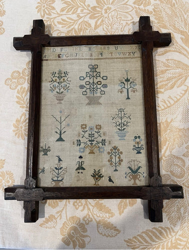 Antique English Needlework Sampler Anonymous c 1840 in Parson's Frame