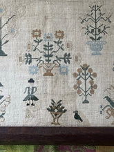 Load image into Gallery viewer, Antique English Needlework Sampler Anonymous c 1840 in Parson&#39;s Frame