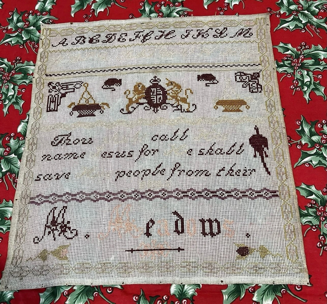Antique Sampler M Meadows c 1850