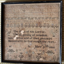 Load image into Gallery viewer, Antique Needlework Sampler Anonymous November 9, 1810