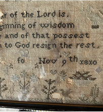 Load image into Gallery viewer, Antique Needlework Sampler Anonymous November 9, 1810