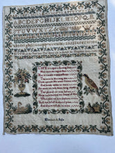 Load image into Gallery viewer, Antique English Needlework Sampler Elisabeth A Safe c 1840