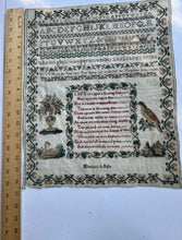 Load image into Gallery viewer, Antique English Needlework Sampler Elisabeth A Safe c 1840