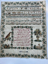 Load image into Gallery viewer, Antique English Needlework Sampler Elisabeth A Safe c 1840