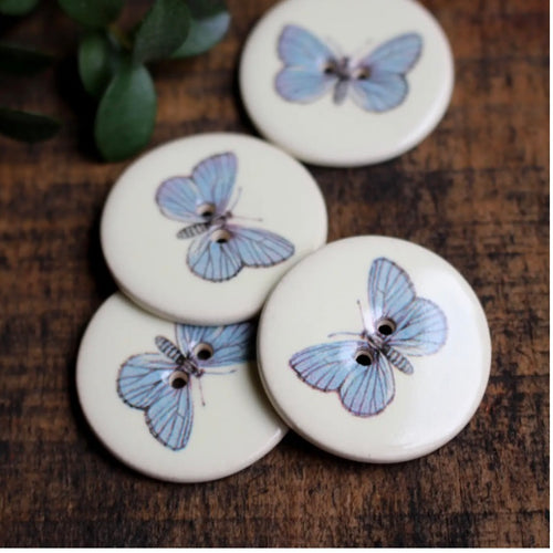 Hand Painted Ceramic Butterfly Button