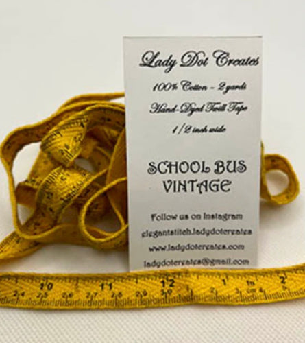 Lady Dot Schoolbus Vintage Twill Tape 1/2