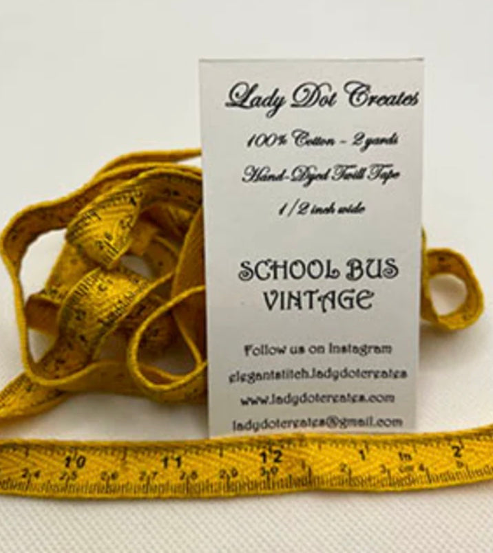 Lady Dot Schoolbus Vintage Twill Tape 1/2