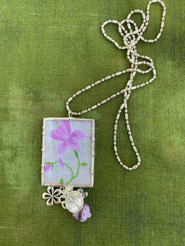 Two Charming Chix Lavender Floral Pendant