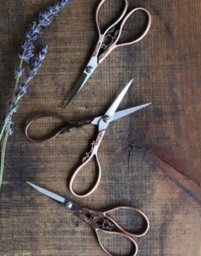 NNK Press Antique Copper Floral Teardrop Scissors